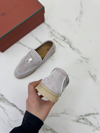 LORO PIANA Summer Walk 珍珠灰滾邊款樂福鞋