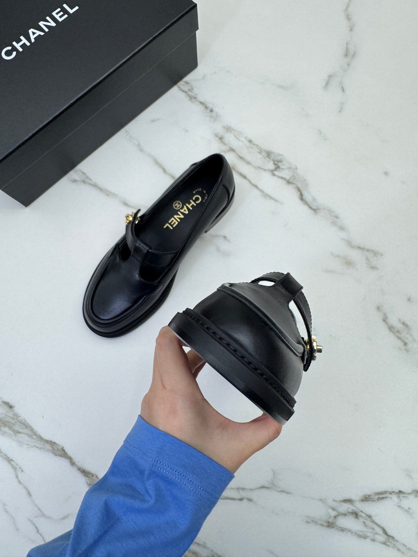 CHANEL 25K T字厚底樂福鞋