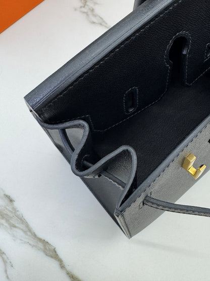 HERMES Birkin 25 黑色 Madame 拉絲金扣 89 Noir Sellier