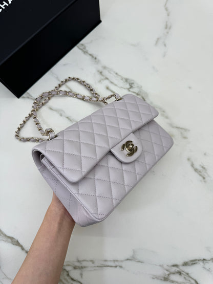 CHANEL 21S 淺粉紫 Classic Flap Small CF23 Liliac