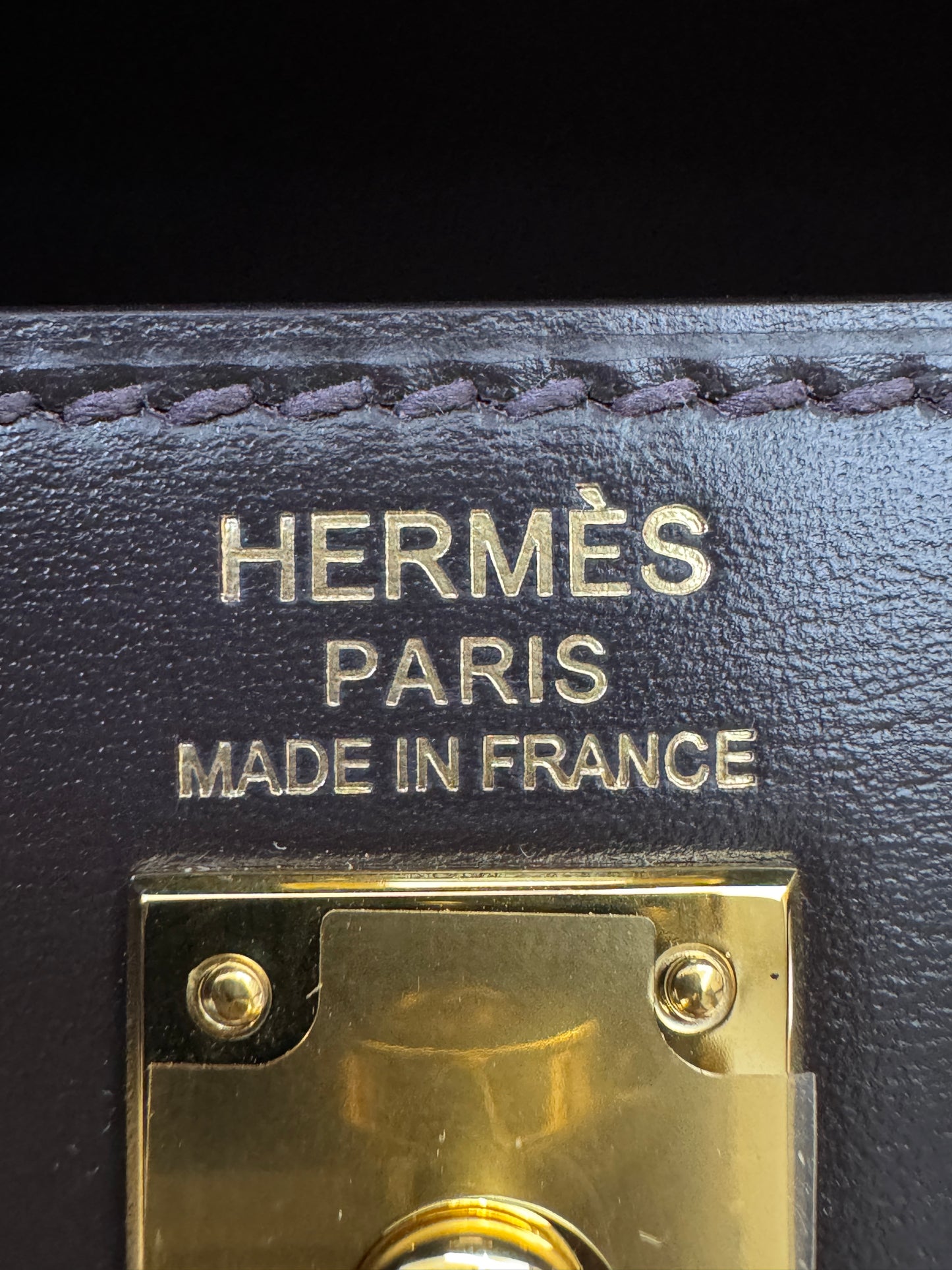 HERMES Kelly 25 烏木色Box皮金扣 外縫 Ebene Box Leather Seilier GHW
