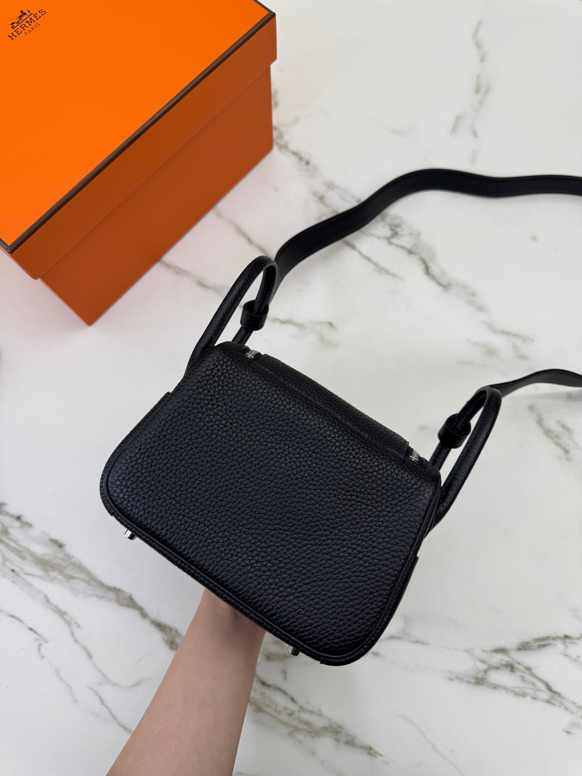 HERMES Mini Lindy 一代 黑銀 Noir PHW
