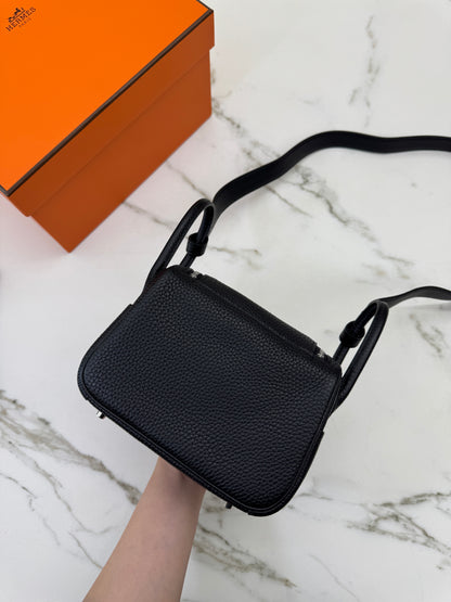 HERMES Mini Lindy 一代 黑銀 Noir PHW