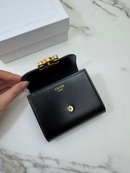 CELINE Wallet 凱旋門金扣Box皮
