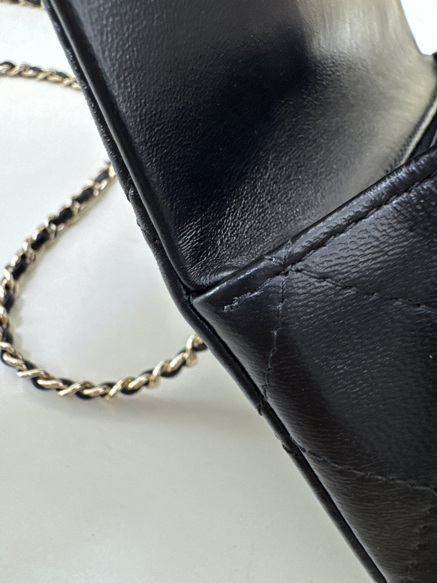 CHANEL Mini CF Handle 黑色羊皮淺金扣 Black Lambskin with GHE