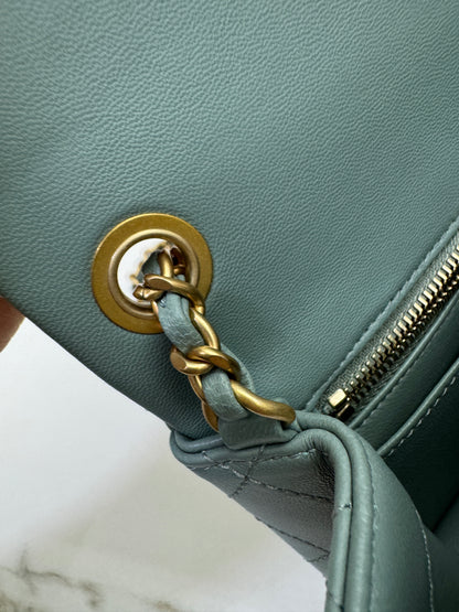 CHANEL 25C 金球20cm 灰綠色