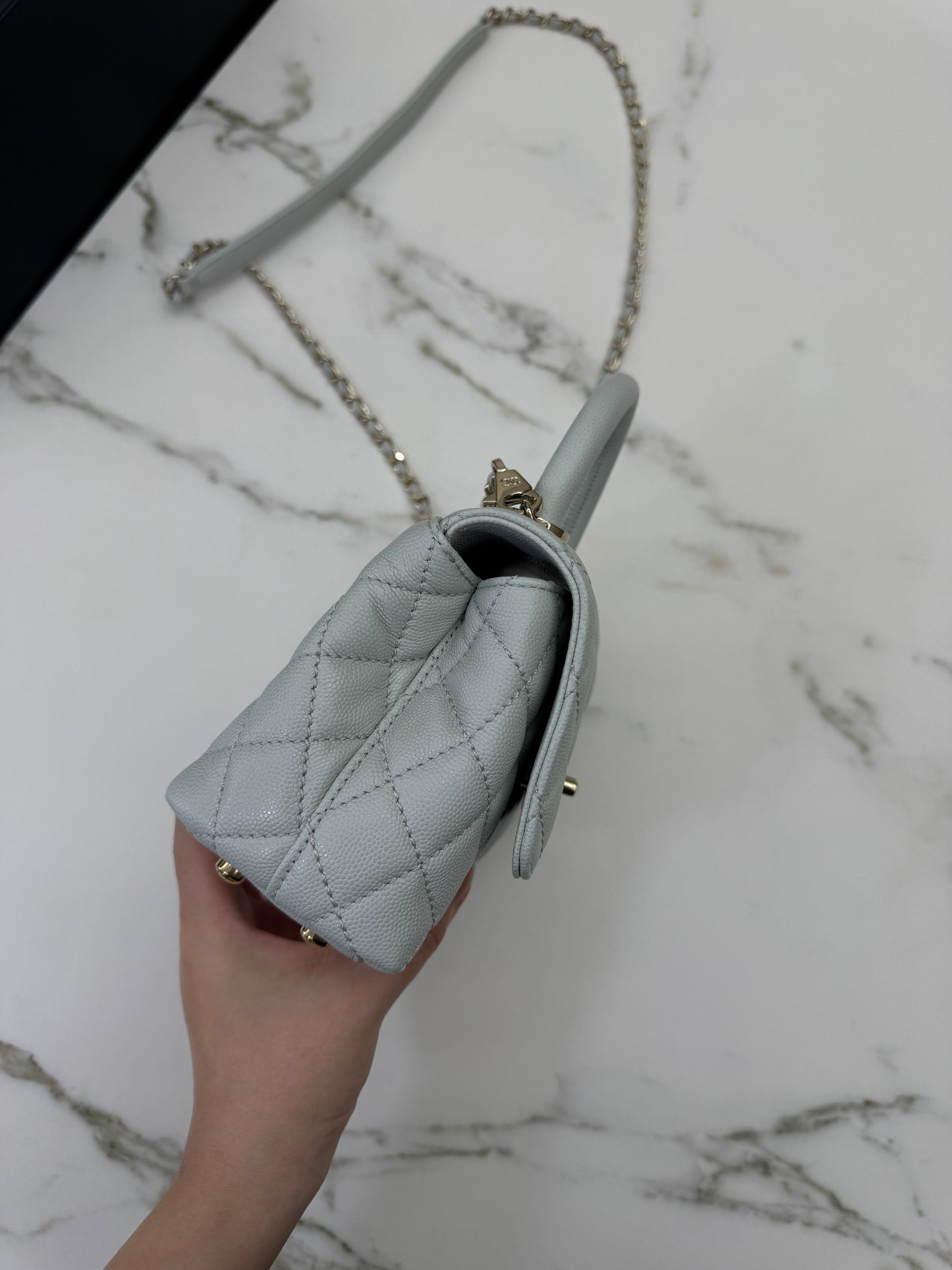 CHANEL Mini Cocohandle 霧霾藍/冰川藍 Cloud Blue
