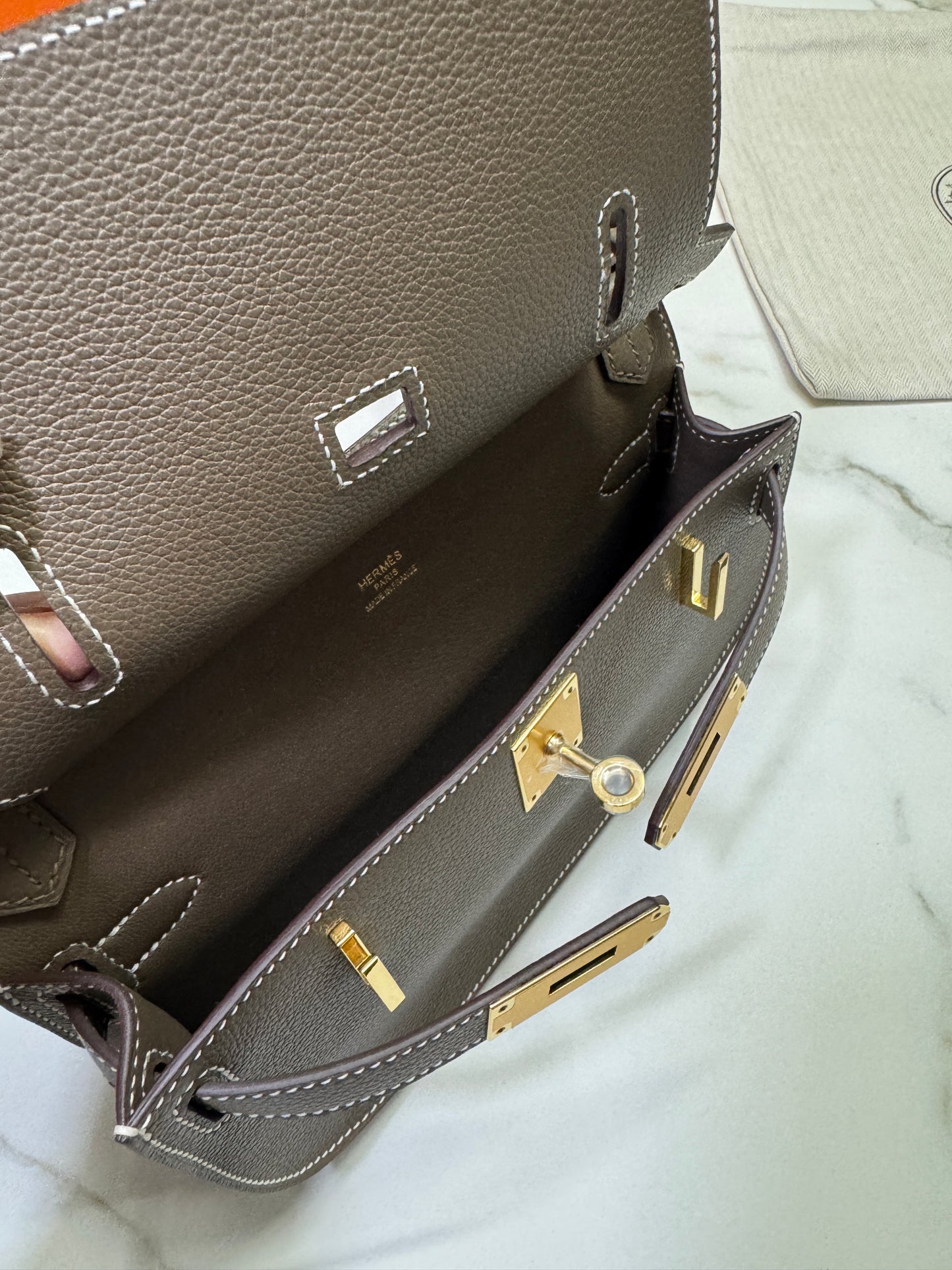 HERMES Jypsiere Mini 大象灰 金扣 evercolor 18 etoupe GHW