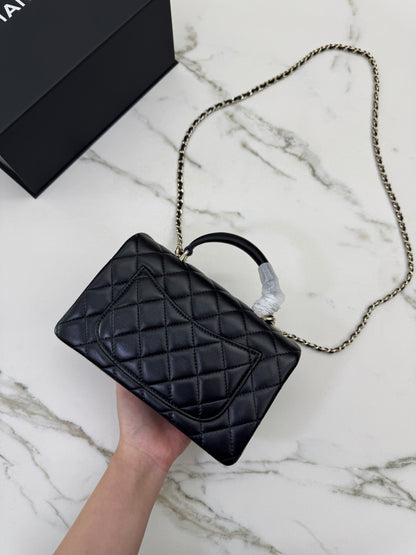 CHANEL Mini CF Handle 黑色羊皮淺金扣 Black Lambskin with GHE