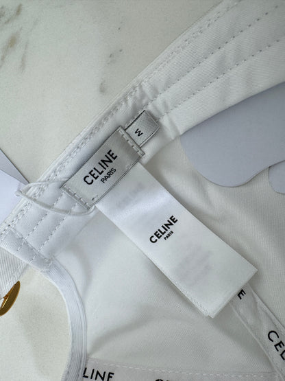 CELINE 白色藍標凱旋門鴨舌帽