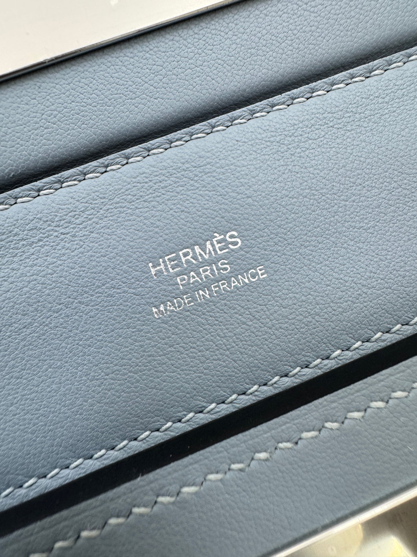 HERMES Mini 2424 亞麻藍銀扣 Evercolor Blue Lin PHW