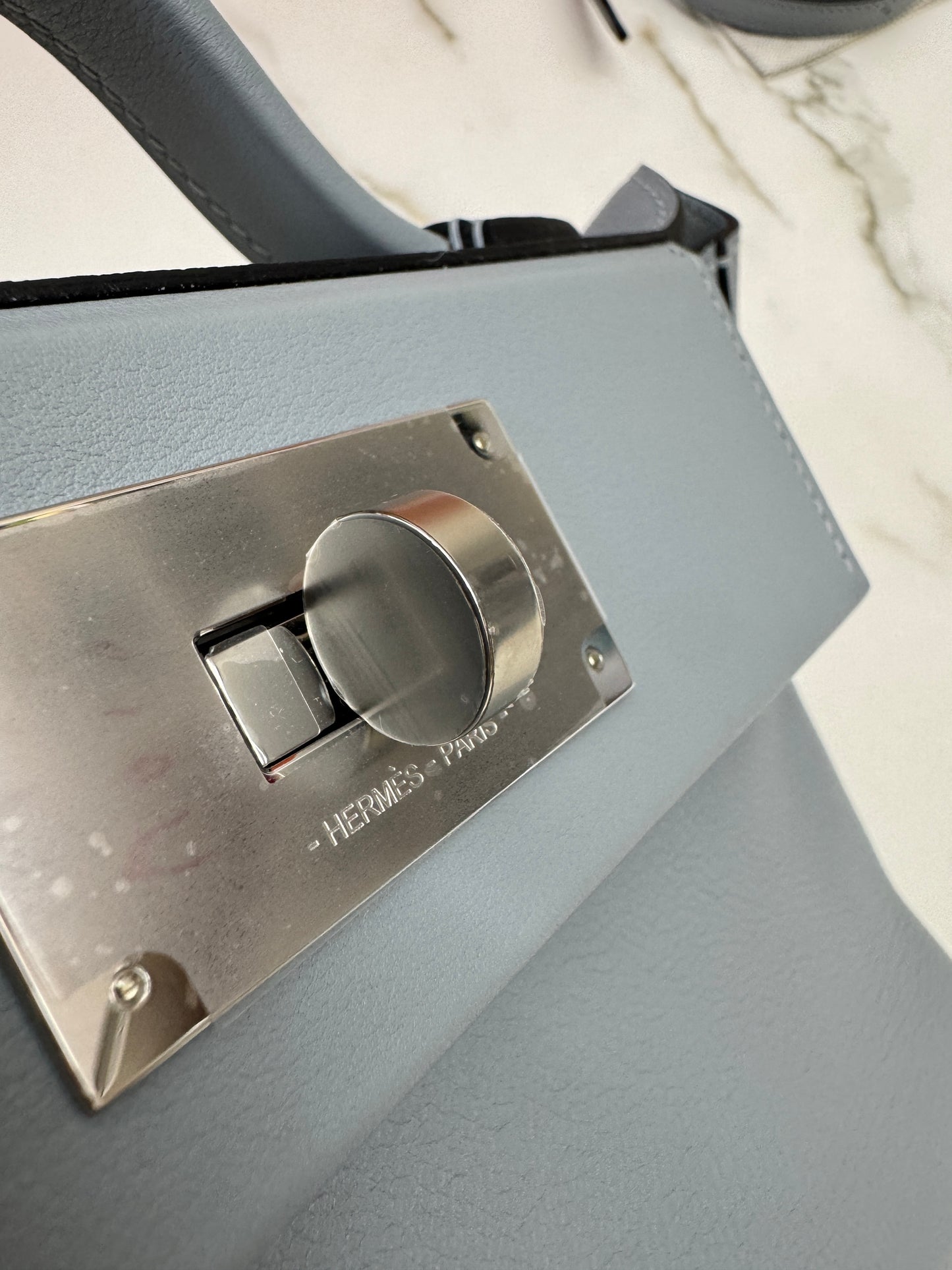 HERMES Mini 2424 木偶灰銀扣 Evercolor Gris Platin PHW