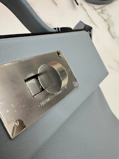HERMES Mini 2424 木偶灰銀扣 Evercolor Gris Platin PHW