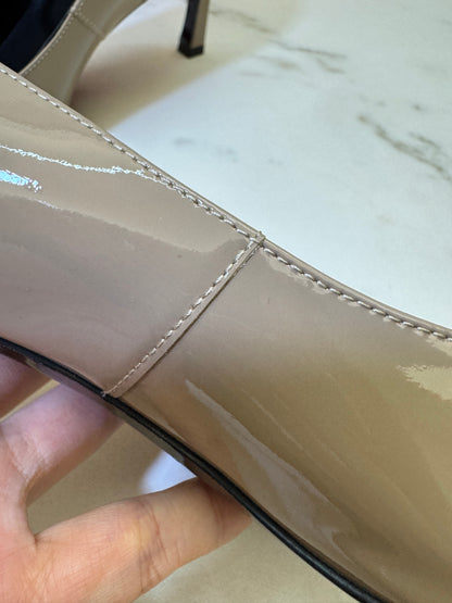 RV Trompette 喇叭跟7cm 漆皮高跟鞋 米灰色