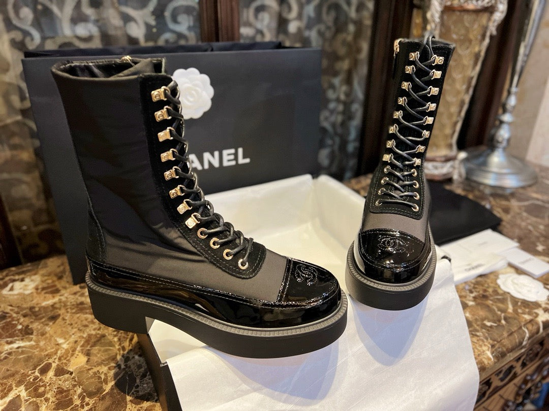 CHANEL 馬丁靴 漆皮鞋頭 楊冪同款