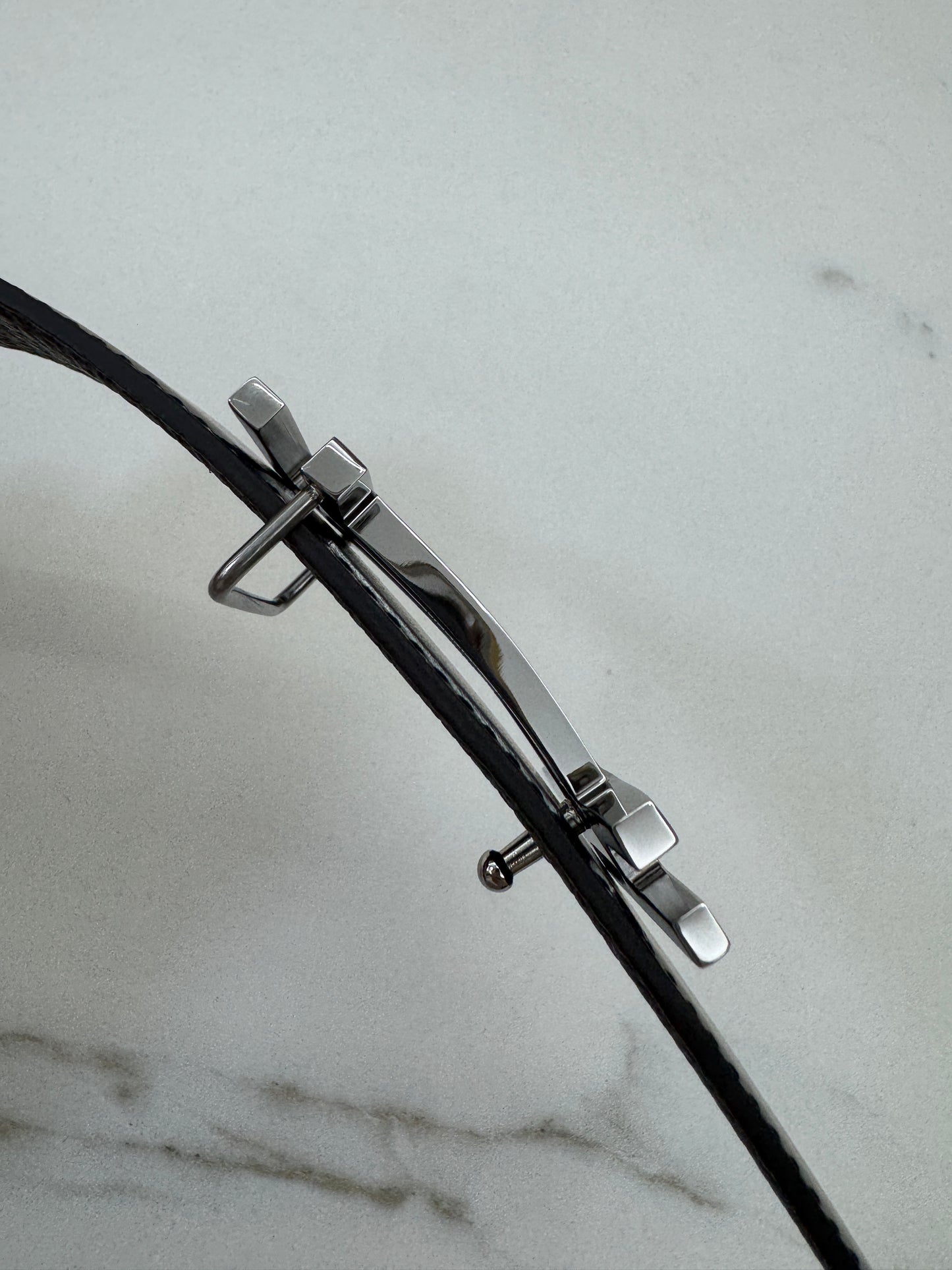 HERMES H au Carre 32mm 雙面皮帶 黑色拼烏木色