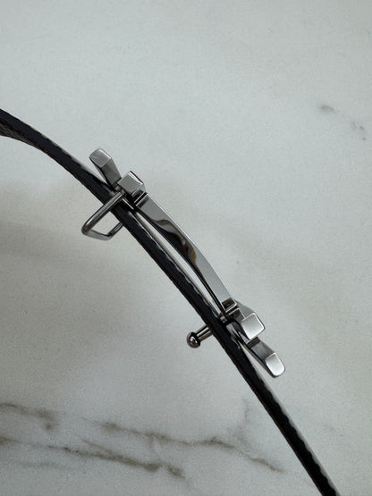 HERMES H au Carre 32mm 雙面皮帶 黑色拼烏木色