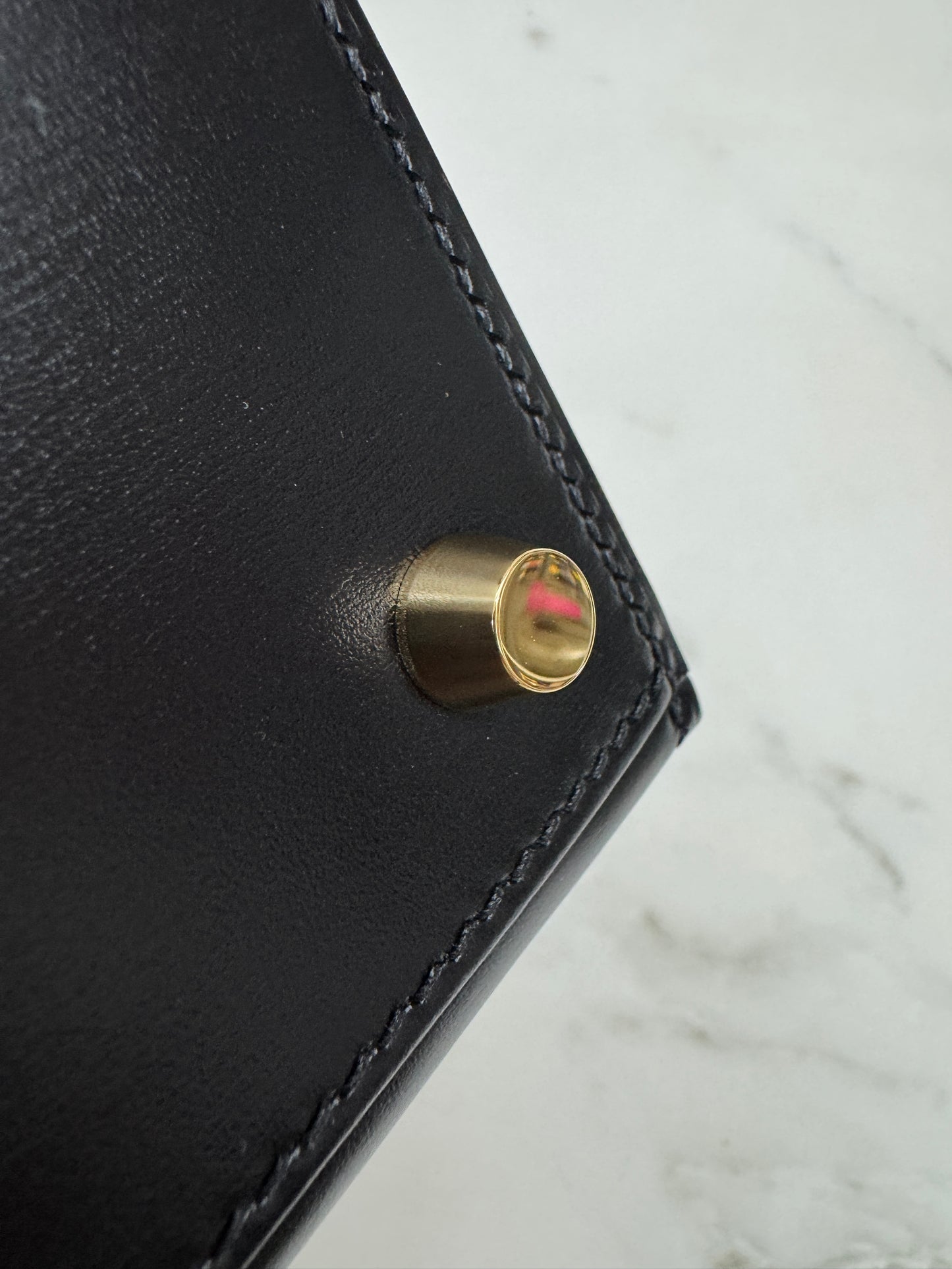 HERMES Kelly 25 黑色外縫金扣 Box Leather Sellier Noir GHW