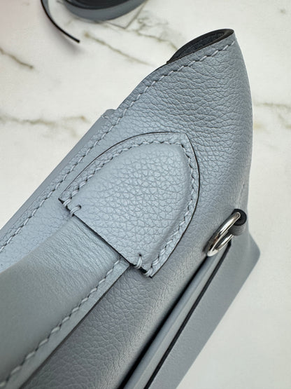 HERMES Mini 2424 木偶灰銀扣 Evercolor Gris Platin PHW