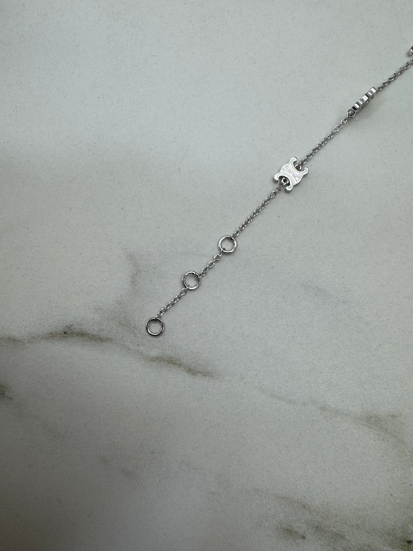 CELINE 凱旋門五花Logo手鏈 銀色