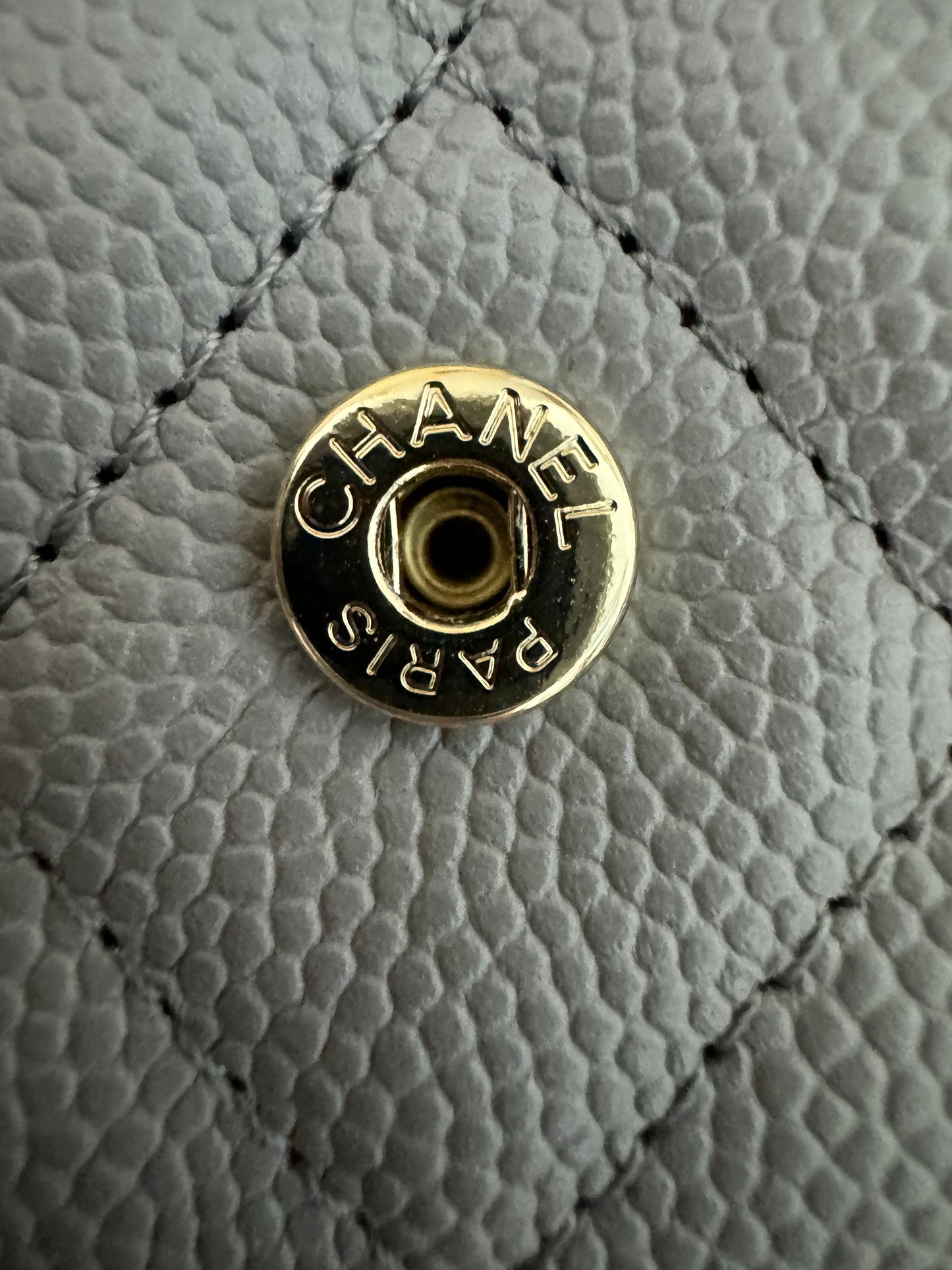 CHANEL 經典CF卡包 淺灰 牛皮