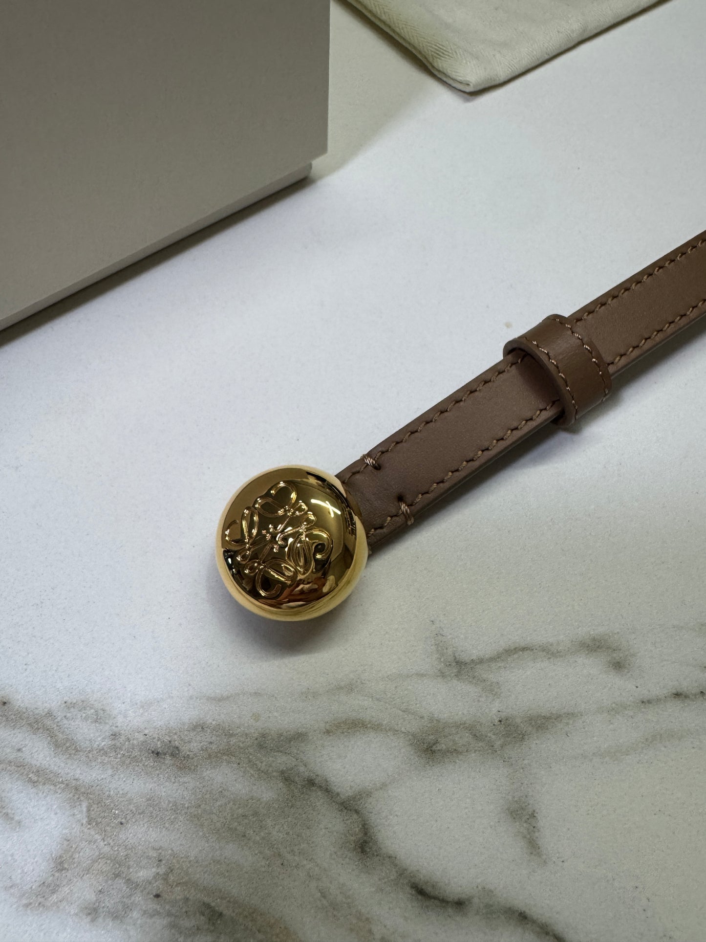 LOEWE 皮帶 卡其色金扣 Pebble Belt