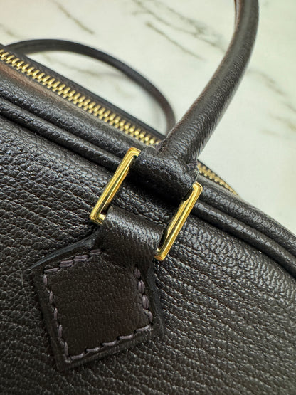 HERMES Mini Plume 一代 烏木色金扣 山羊皮 Ubene GHW Chevre Mysore