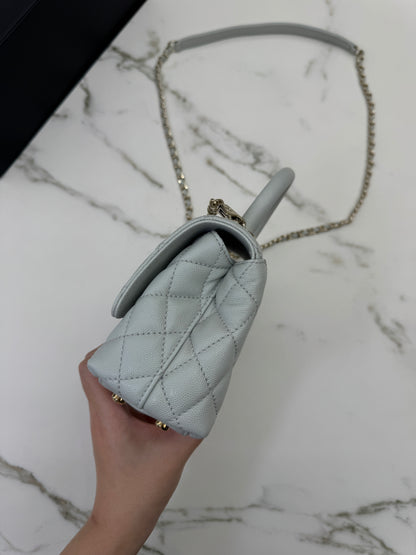CHANEL Mini Cocohandle 霧霾藍/冰川藍 Cloud Blue