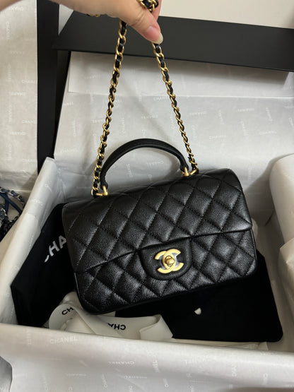 CHANEL mini cf handle 黑 Incas胎牛皮