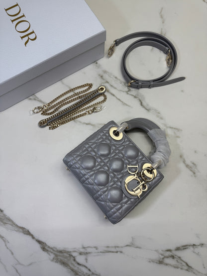 DIOR Lady Dior Mini 珠光灰
