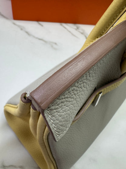 HERMES Birkin25 SO 珍珠灰拼小雞黃 Togo PHW