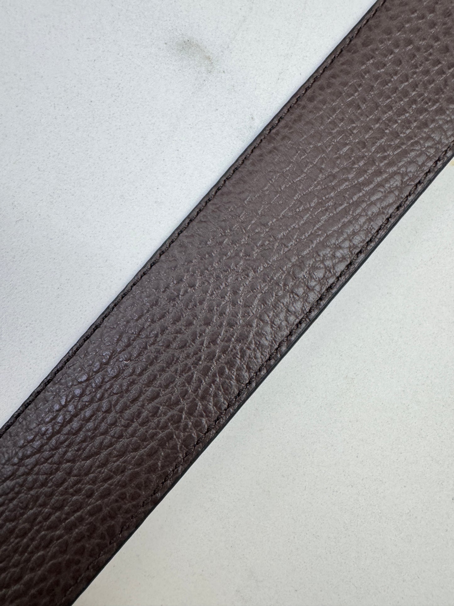 FERRAGAMO 雙面皮帶黑銀扣 黑拼深棕