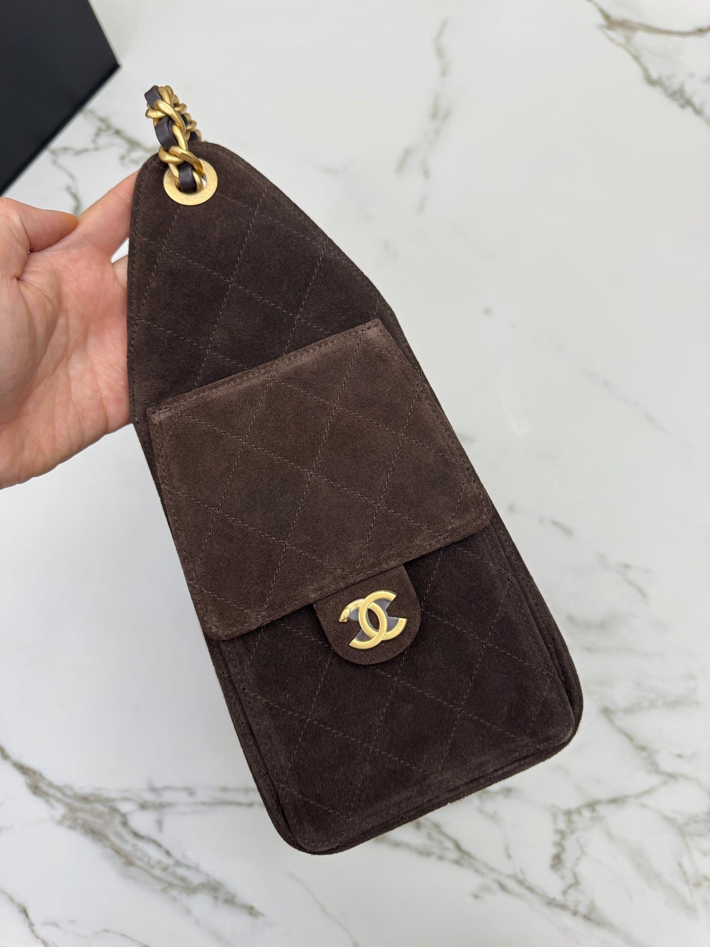 CHANEL 25Bag 麂皮深棕色 Small