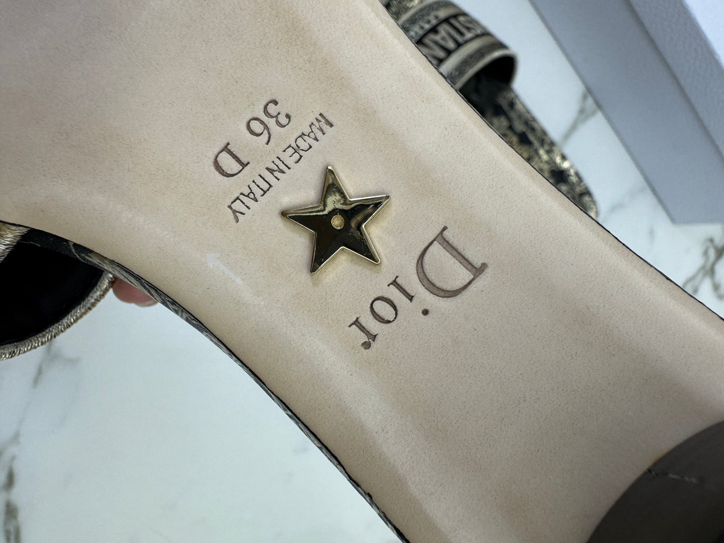 DIOR D-Way 圓跟拖鞋 黑金