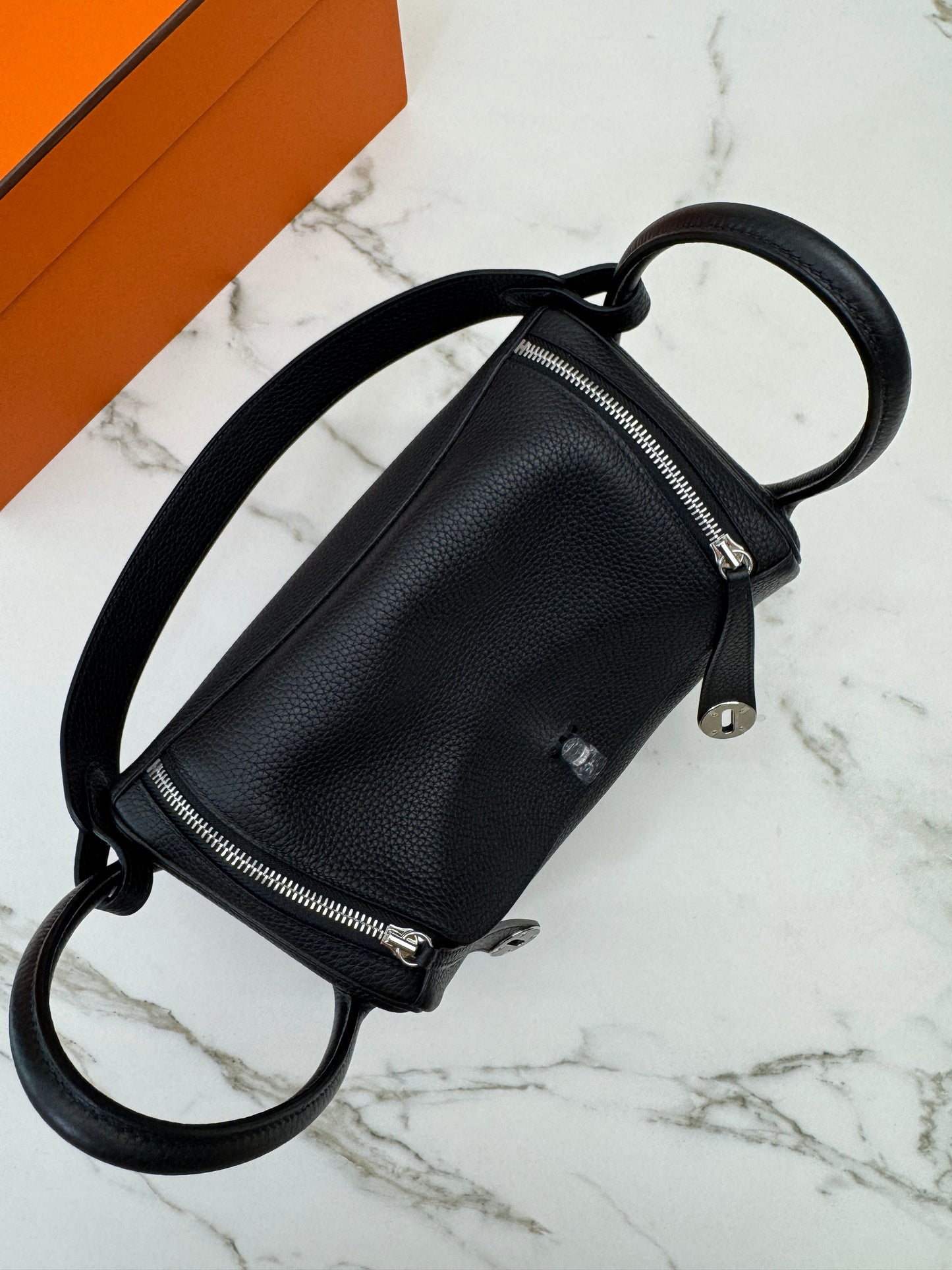HERMES Lindy30 黑銀 TC Noir PHW