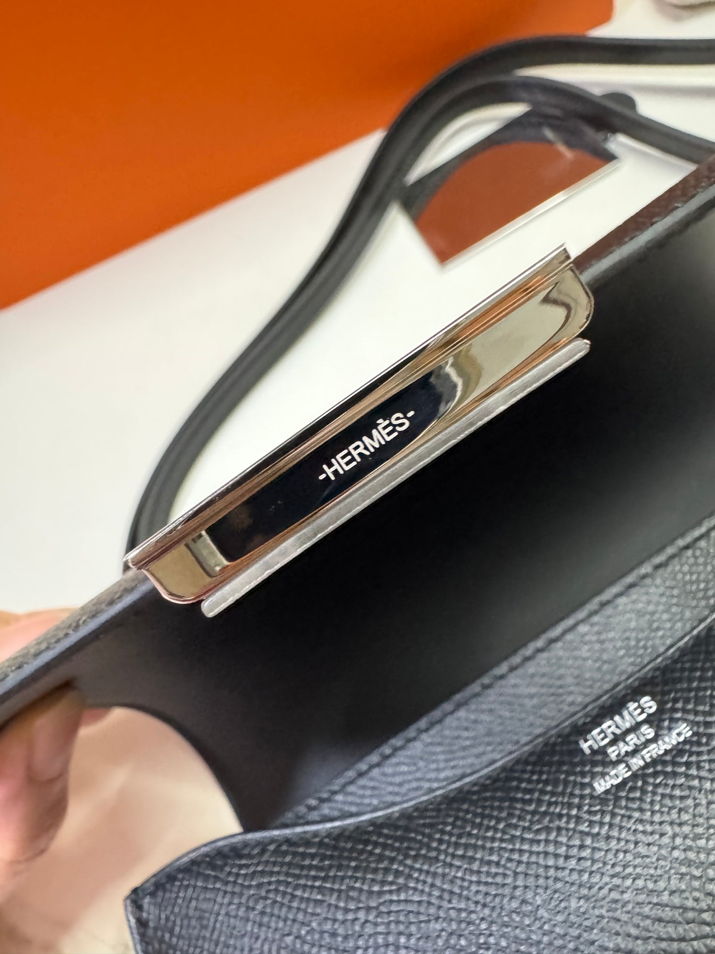 HERMES Mini Constance 新版 附鏡子 黑銀 Epsom PHW