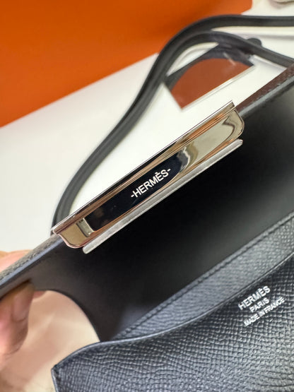 HERMES Mini Constance 新版 附鏡子 黑銀 Epsom PHW