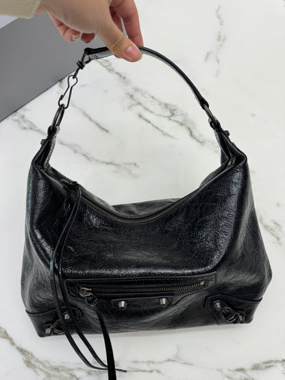 BALENCIAGA Le City Hobo 黑色油蠟皮