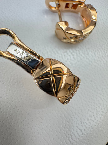 CHANEL Coco Crush 碎鑽耳環 玫瑰金