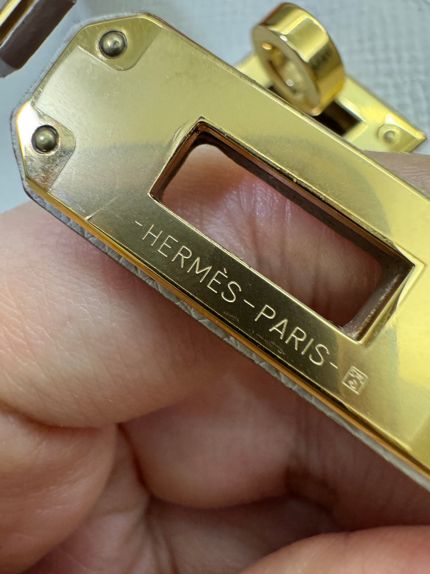 HERMES Mini Kelly II 奶昔白金扣 Epsom GHW