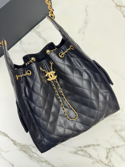 CHANEL 25Bag Medium 黑色荔枝皮