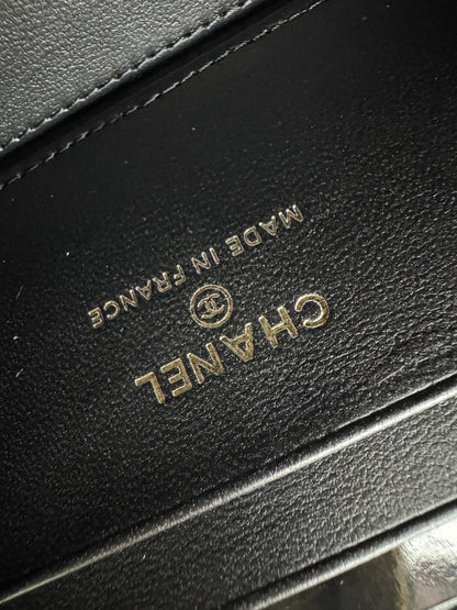 CHANEL 24S 調節扣 珠光黑長盒子