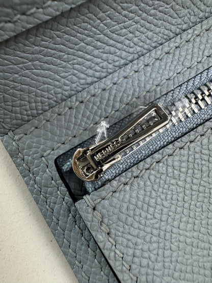 HERMES Bearn 三摺錢包 亞麻藍 Blue Lin Epsom PHW