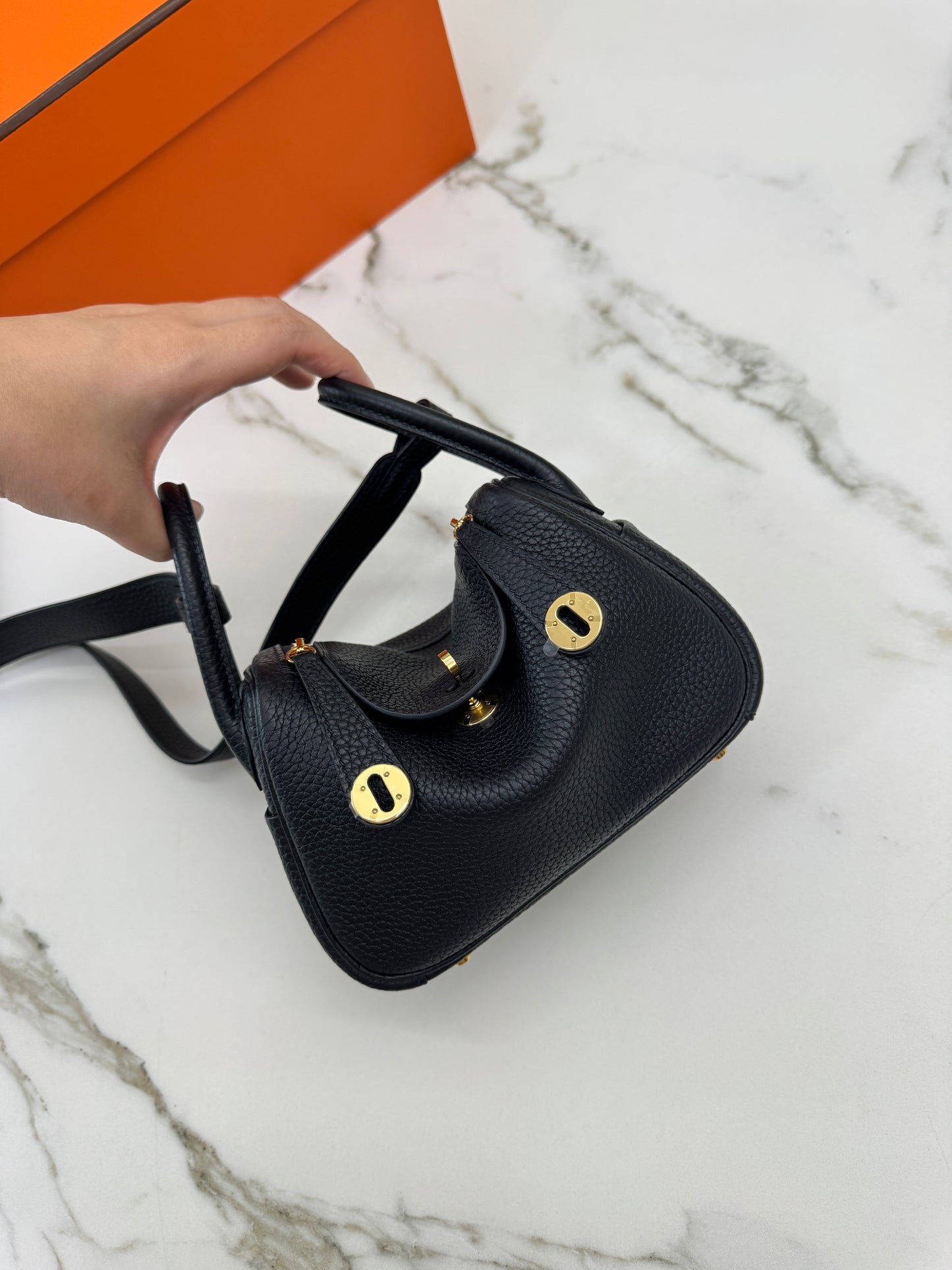 HERMES Mini Lindy II 黑金 Nior TC GHW