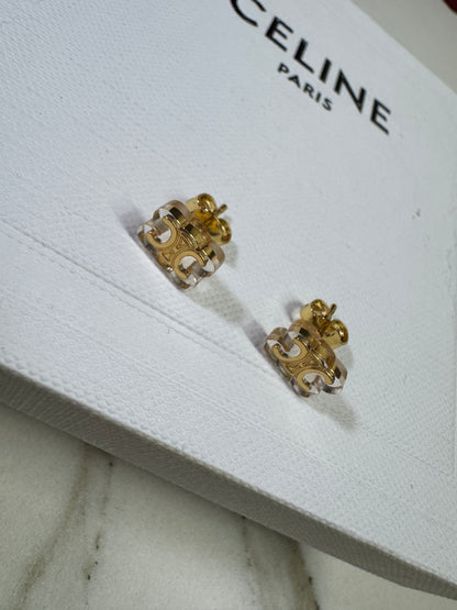CELINE 凱旋門 透明耳環