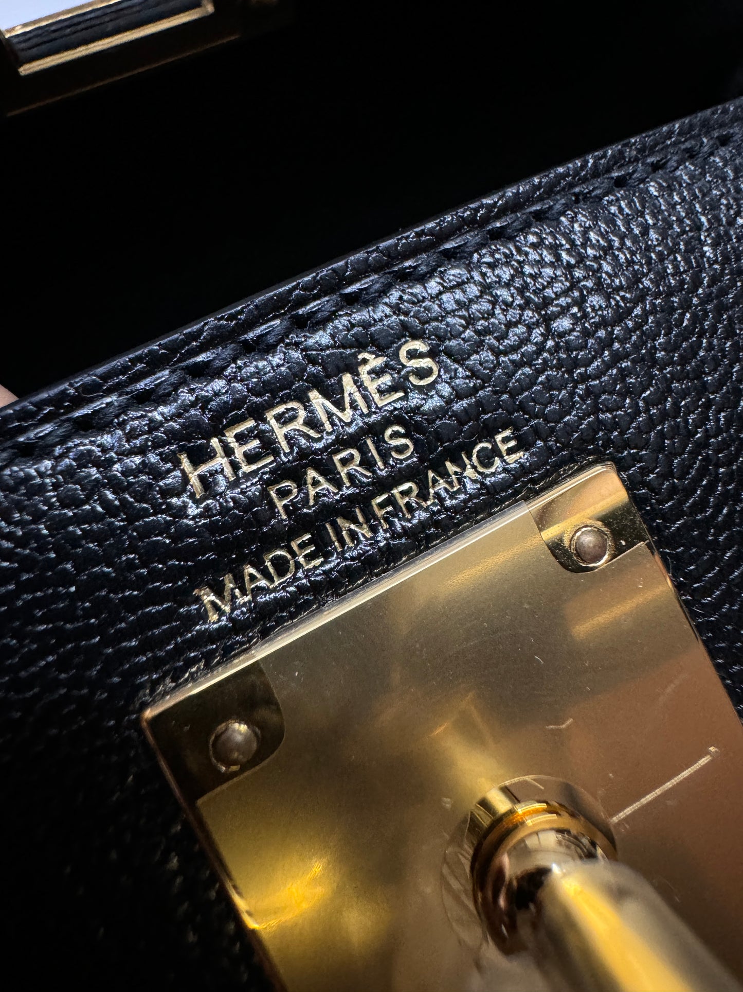 HERMES Kelly Elan 黑金 山羊皮 Mysore