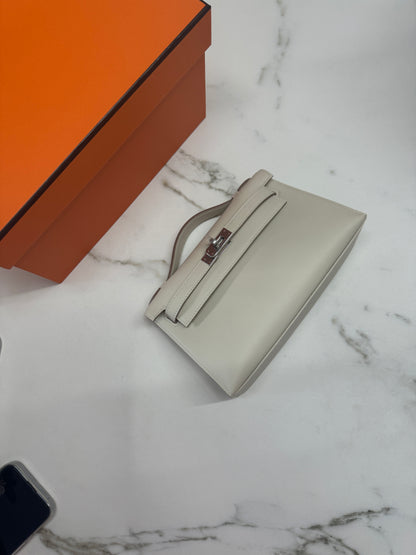 HERMES Mini Kelly I 奶昔白銀扣 Kelly 一代 Kelly Pochette