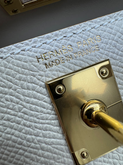 HERMES Mini Kelly II 奶昔白金扣 Epsom GHW