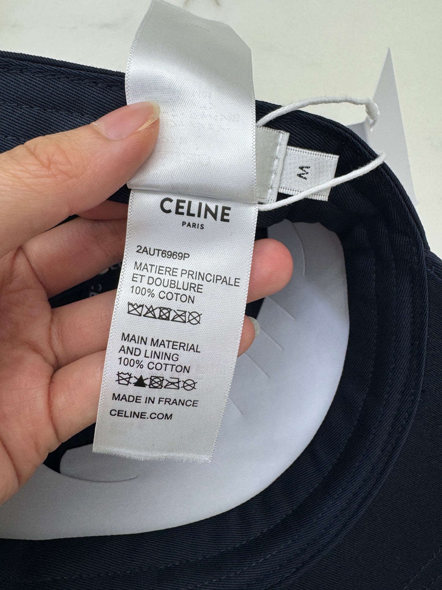 CELINE 黃色C字鴨舌帽 藏藍色