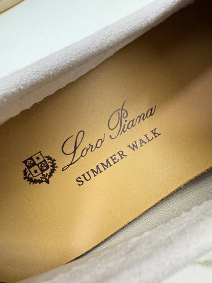 LORO PIANA Summer Walk 珍珠灰滾邊款樂福鞋